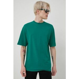 Bavlnené tričko Jack & Jones zelená farba, jednofarebné vyobraziť