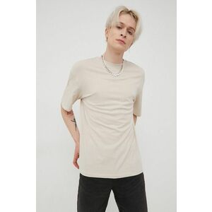 Bavlnené tričko Jack & Jones béžová farba, jednofarebné vyobraziť
