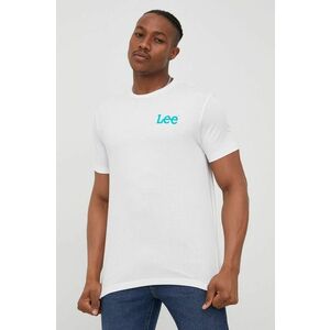 Bavlnené tričko Lee biela farba, s potlačou vyobraziť