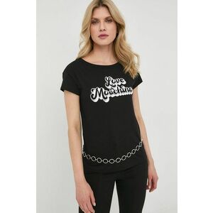Bavlnené tričko Love Moschino čierna farba vyobraziť