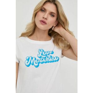 Bavlnené tričko Love Moschino biela farba vyobraziť