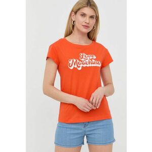 Bavlnené tričko Love Moschino oranžová farba vyobraziť