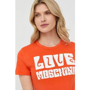 Tričko Love Moschino dámsky, oranžová farba vyobraziť