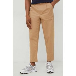 Nohavice Tommy Jeans pánske, béžová farba, strih chinos vyobraziť