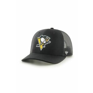 Čiapka 47brand Pittsburgh Penguins čierna farba, s nášivkou vyobraziť