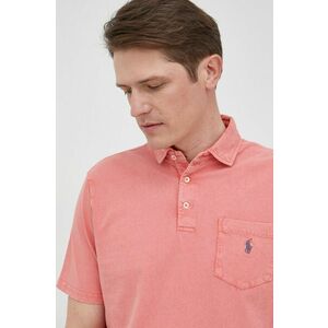 Polo tričko s prímesou ľanu Polo Ralph Lauren červená farba, jednofarebné vyobraziť
