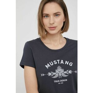 Bavlnené tričko Mustang šedá farba, vyobraziť