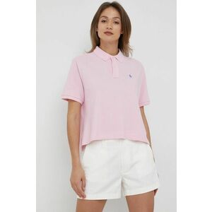 Bavlnené tričko Polo Ralph Lauren ružová farba, s golierom vyobraziť