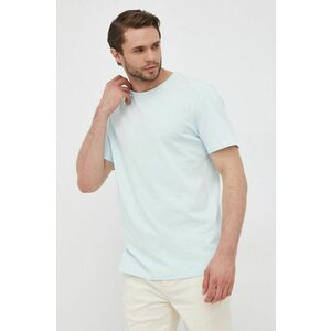 Bavlnené tričko Selected Homme tyrkysová farba, s nášivkou vyobraziť