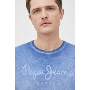 Bavlnené tričko Pepe Jeans West Sir New N tmavomodrá farba, s potlačou vyobraziť