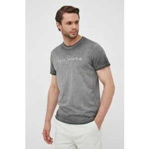 Bavlnené tričko Pepe Jeans West Sir New N šedá farba, s potlačou vyobraziť