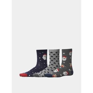 Sada troch párov pánskych vianočných ponožiek v šedej farbe SAM 73 vyobraziť