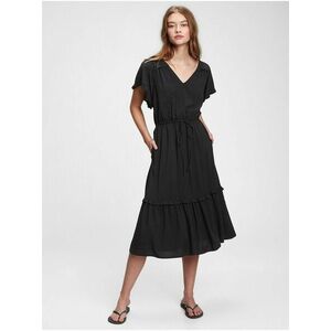 Šaty flutter sleeve midi dress Čierna vyobraziť