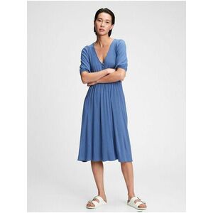 Šaty three-quarter sleeve midi dress Modrá vyobraziť