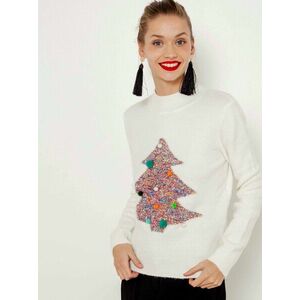 Biely sveter s vianočným motívom CAMAIEU vyobraziť