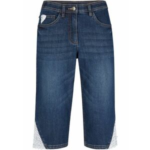 Bermudové strečové, komfortné džínsy s čipkou a pohodlným pásom vyobraziť
