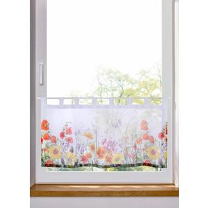 Vitrážková záclona s kvetovaným vzorom vyobraziť