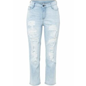 Skrátené rovné džínsy so zničenými efektami vyobraziť