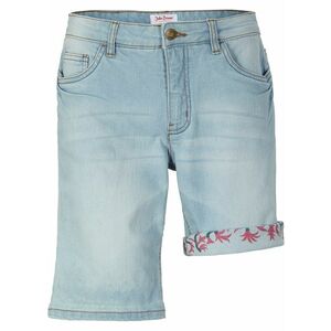 Strečové džínsové bermudy s farebnou manžetou vyobraziť