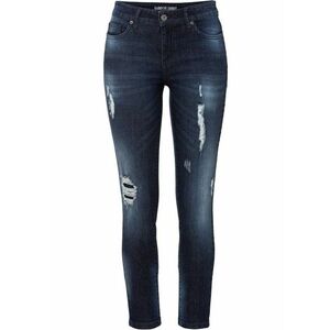 Skinny džínsy, skrátené so zničenými detailmi vyobraziť