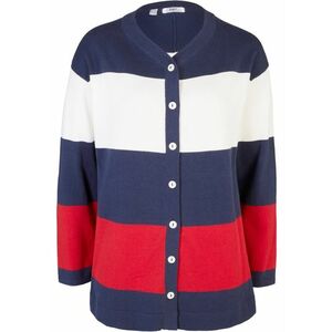 Pletený sveter s gombičkovou légou, strih A, colorblocking vyobraziť
