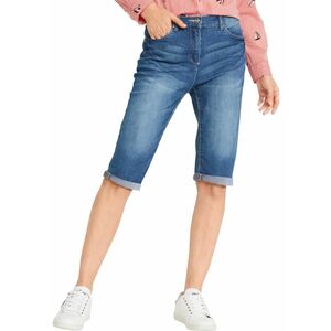 Strečové džínsové bermudy s komfortným pásom vyobraziť