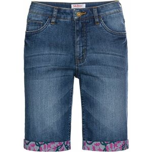 Strečové džínsové bermudy s farebnou manžetou vyobraziť