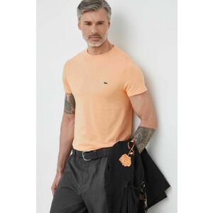 Bavlnené tričko Lacoste TH6709-001., oranžová farba, jednofarebné vyobraziť