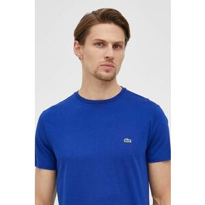 Bavlnené tričko Lacoste TH6709-001., tmavomodrá farba, jednofarebné vyobraziť