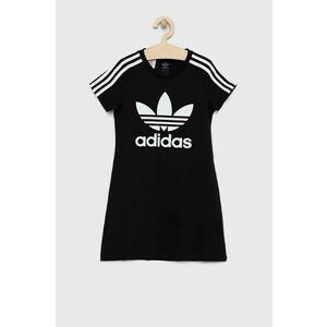 Dievčenské šaty adidas Originals čierna farba, mini, rovný strih vyobraziť