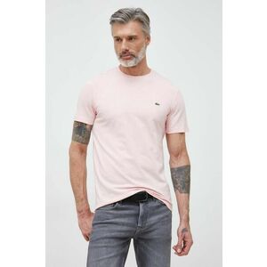 Bavlnené tričko Lacoste ružová farba, jednofarebné vyobraziť