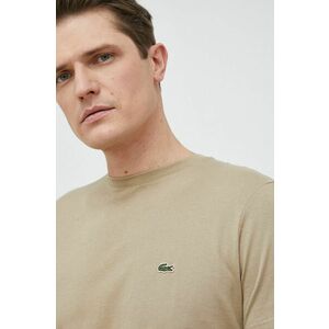 Bavlnené tričko Lacoste hnedá farba, jednofarebné vyobraziť