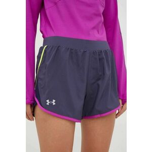 Bežecké šortky Under Armour dámske, fialová farba, jednofarebné, stredne vysoký pás vyobraziť