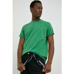 Bavlnené tričko G-Star Raw zelená farba, jednofarebné vyobraziť