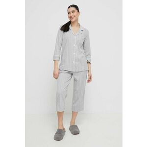 Bavlnené pyžamo Lauren Ralph Lauren šedá farba, bavlnená vyobraziť