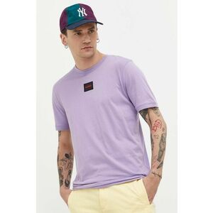 Bavlnené tričko HUGO fialová farba, s nášivkou vyobraziť