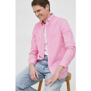 Košeľa Gant pánska, ružová farba, regular, s golierom button-down vyobraziť
