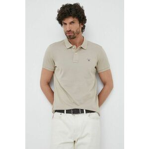 Bavlnené polo tričko Gant béžová farba, jednofarebné vyobraziť