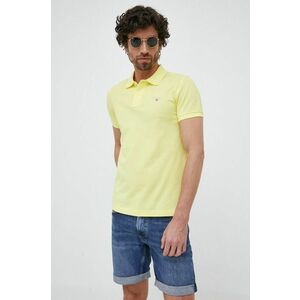 Bavlnené polo tričko Gant žltá farba, jednofarebné vyobraziť