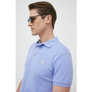 Bavlnené polo tričko Polo Ralph Lauren fialová farba, jednofarebné vyobraziť