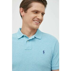 Bavlnené polo tričko Polo Ralph Lauren modrá farba, jednofarebné vyobraziť