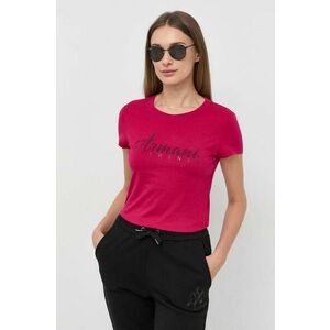 Bavlnené tričko Armani Exchange ružová farba vyobraziť