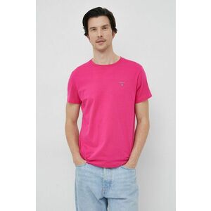Bavlnené tričko Gant ružová farba, s nášivkou vyobraziť