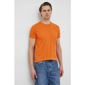 Bavlnené tričko Gant oranžová farba, s nášivkou vyobraziť