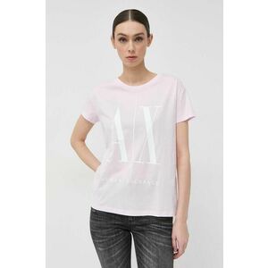 Bavlnené tričko Armani Exchange ružová farba vyobraziť