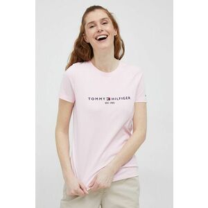 Bavlnené tričko Tommy Hilfiger ružová farba vyobraziť