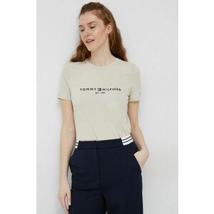 Bavlnené tričko Tommy Hilfiger béžová farba vyobraziť
