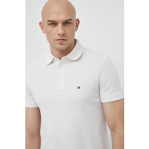 Polo tričko Tommy Hilfiger pánske, biela farba, jednofarebné vyobraziť