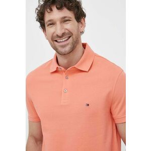 Polo tričko Tommy Hilfiger pánske, oranžová farba, jednofarebné vyobraziť