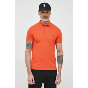 Bavlnené polo tričko Tommy Hilfiger oranžová farba, jednofarebné vyobraziť